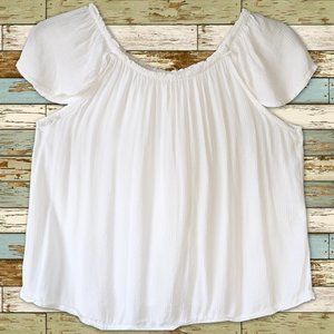 Italian Summer Blouse Overlap Back Flutter Sleeve